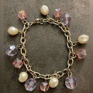 Charm Bracelet Pink White Purple Pink Stones Couples Bracelet